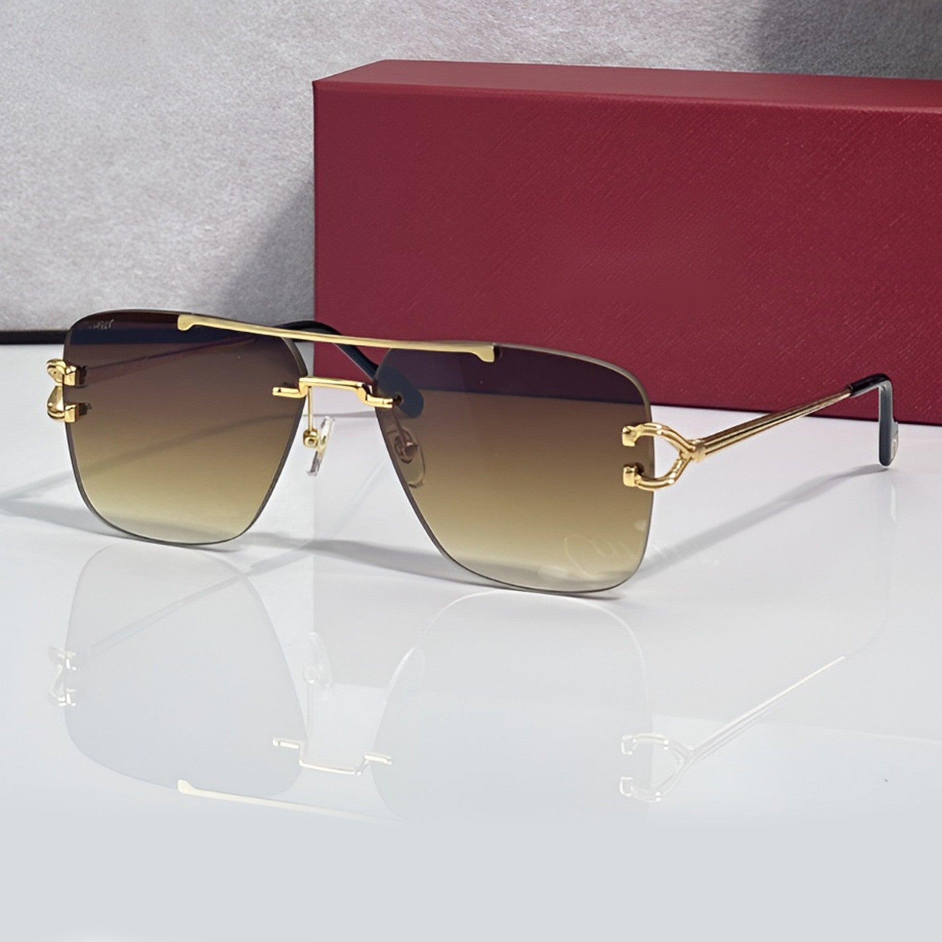 Double Bridge Sunglasses, brown gradient lenses, Cartier eyewear