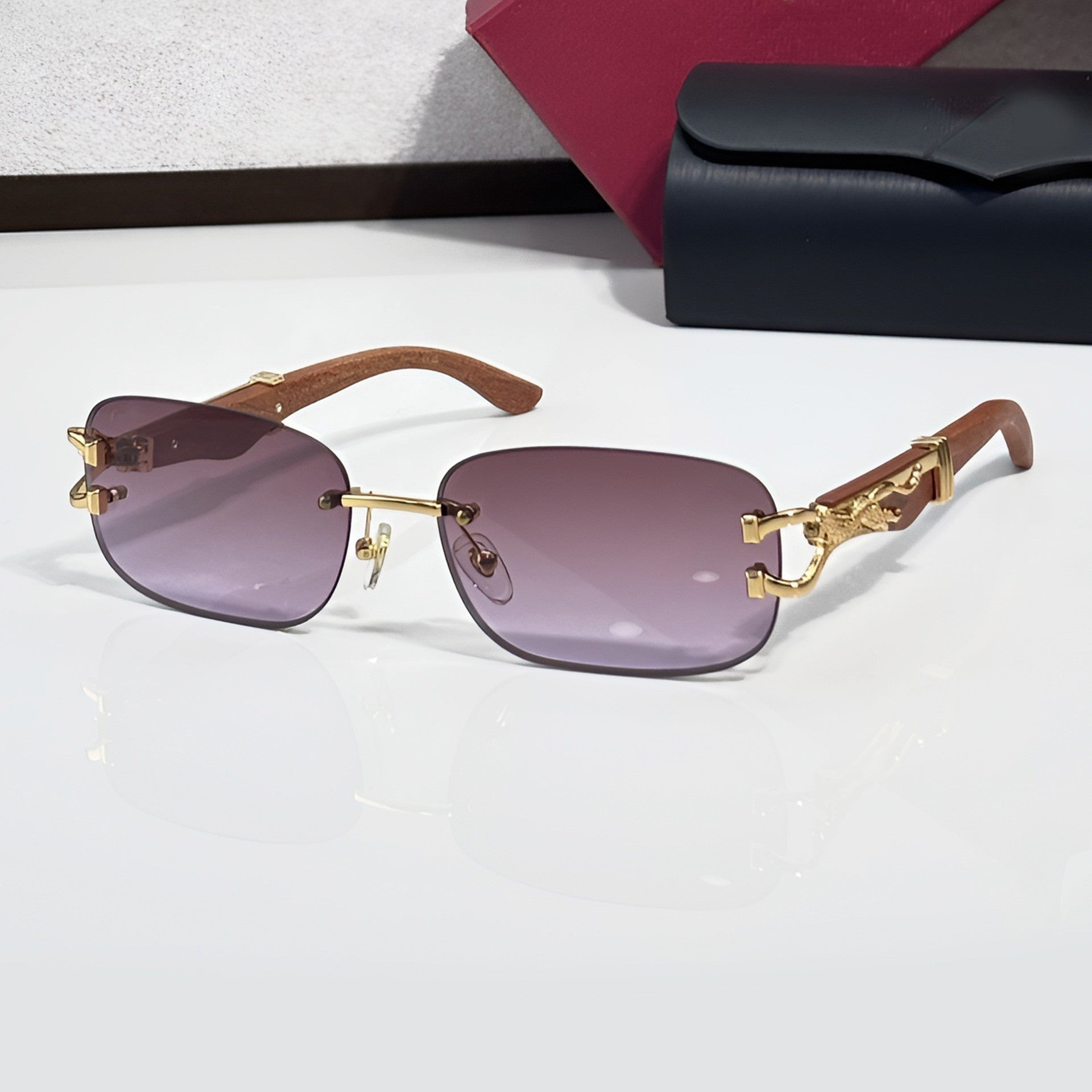 Panther Glasses, purple gradient lenses, Cartier eyewear