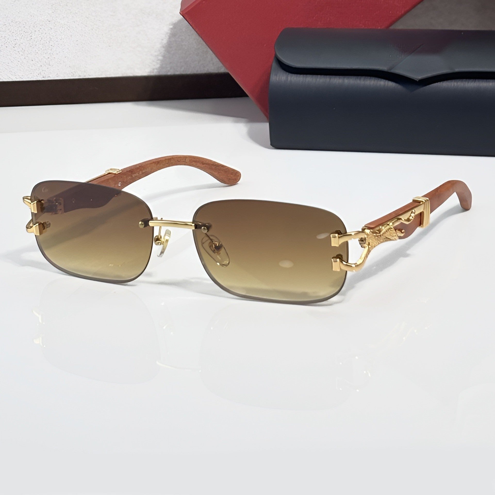 Panther Glasses, brown gradient lenses, Cartier eyewear