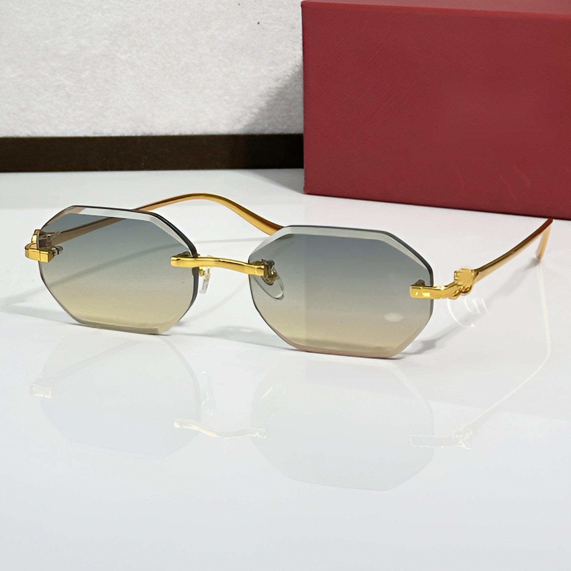 Panther Glasses, blue to yellow gradient lenses, Cartier eyewear